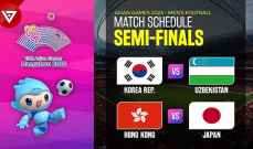 دورة الألعاب الآسيوية-كرة القدم : مواعيد مباريات نصف نهائي