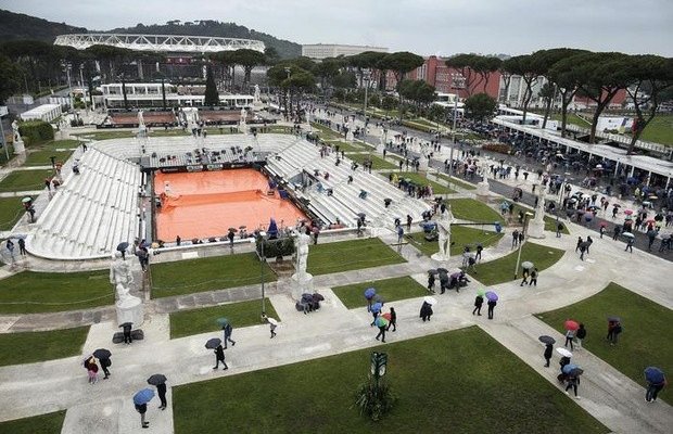 غياب المباريات عن بطولة ايطاليا المفتوحة بسبب الامطار