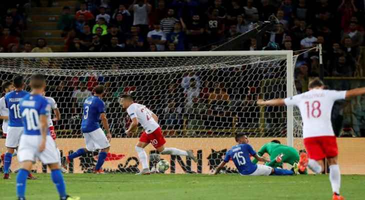 ايطاليا تنجو من الهزيمة امام بولندا في اول امتحان رسمي لمانشيني وفوز روسيا‎