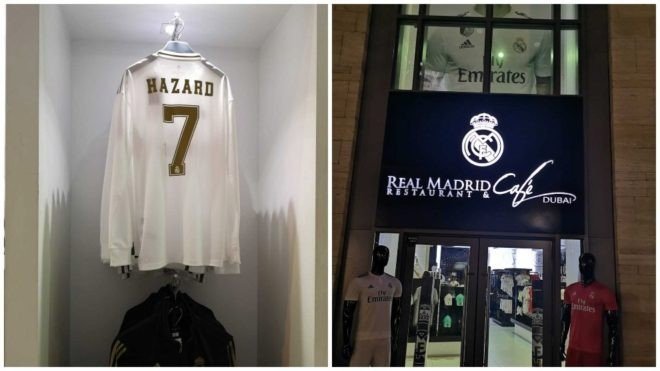 قميص هازارد رقم 7 يعرض للبيع في متجر ريال مدريد في دبي