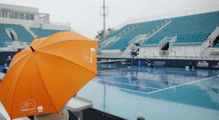 الأمطار توقف اللعب في بطولة ميامي المفتوحة 