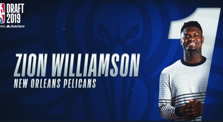 لحظة الاعلان عن اسم زيون ويليامسون كاول اختيارات مسودة 2019 في NBA
