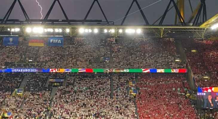 "البرق" يوقف مباراة ألمانيا والدنمارك في يورو 2024