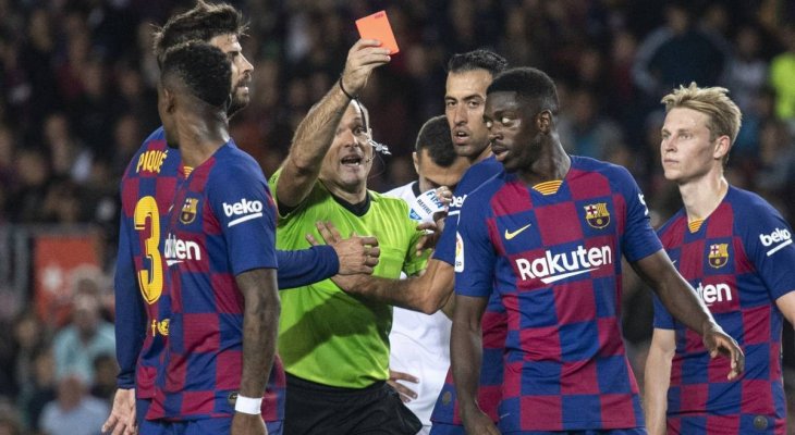 برشلونة يكافح من أجل إلغاء بطاقة ديمبيلي الحمراء