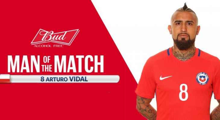 فيدال أفضل لاعب في مباراة التشيلي والكاميرون  