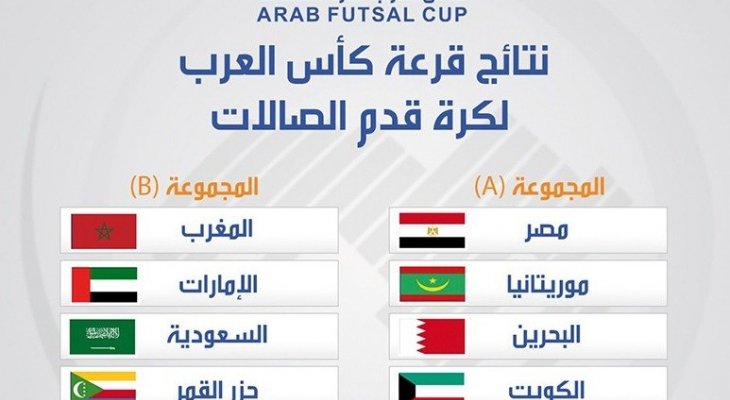 نتائج قرعة كأس العرب لكرة قدم الصالات وجدول المباريات