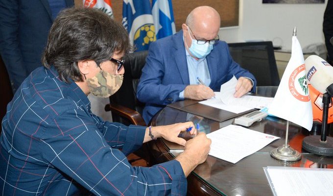 توقيع عقد المدرب الاسباني دياز لتولي مهمته في منتخب لبنان لكرة الصالات وكلمة ترحيبية لحيدر