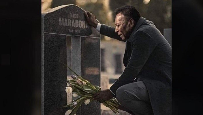 الكشف عن حقيقة صورة بيليه أمام قبر مارادونا