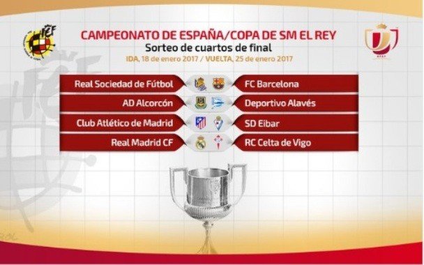  ريال يلتقي سيلتا فيغو وبرشلونة سوسييداد في ربع نهائي كأس الملك 