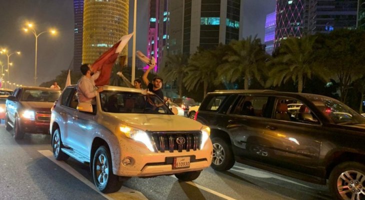 فيديو: مسيرات سيارة في الدوحة احتفاء ببلوغ منتخب قطر نهائي آسيا