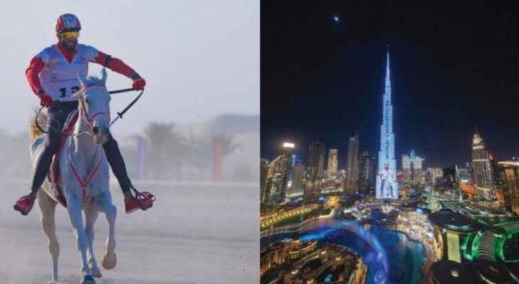 صورة نجل ملك البحرين على برج خليفة بعد فوزه ببطولة عالمية