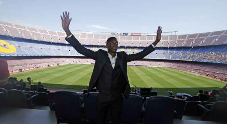 ديمبيلي يتعرض لموقف حرج أثناء تقديمه لاعبا لبرشلونة 