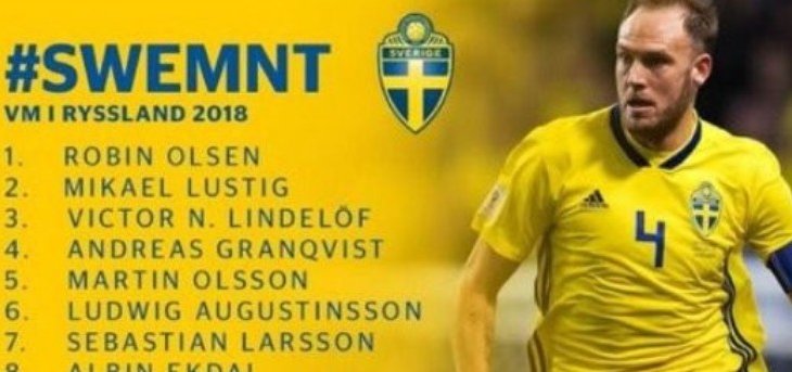 قائمة السويد الرسمية لخوض غمار مونديال روسيا 2018