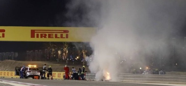 غروجان يتعرض لحادث مروع في سباق البحرين